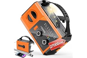 Wholede 27000mAh Kurbelradio mit Bluetooth, Solar Radio mit Handyladefunktion, AM/FM Tragbar Notfallradio, Als Taschenlampe&Ladegerät&Blackout Notfallausrüstung für Outdoor Camping Baustellet-Orange