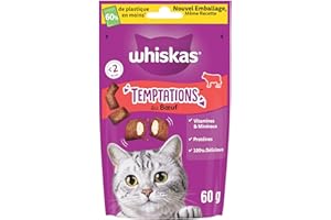 Whiskas Temptations Bœuf Friandises pour Chats 60g Lot de 6