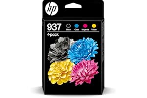 HP 937 6C400NE, Pack de 4, Cartuchos de Tinta Originales Negro, Cian, Magenta y Amarillo, Compatible con impresoras HP OfficeJet Pro 9110, 9120, 9130, 9720 y 9730