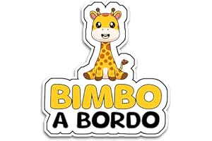 BRATIKI Bimbo a Bordo per Auto, Bambino Giraffa 16 x 14.5 cm, Baby on Board Adesivo Auto, Adesivo Bimbo a Bordo per Auto Resistente agli UV e Impermeabile, Italy Animal Sticker 9