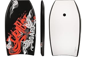 Nalu Bodyboard with Leash - Body Board with Crescent Tail and XPE Core