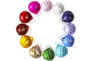 H&D HYALINE & DORA Multi-Color Natural Color Bola de Cristal prismas lámpara Gotas para Boda y hogar decoración Colgante, Multi-30mm