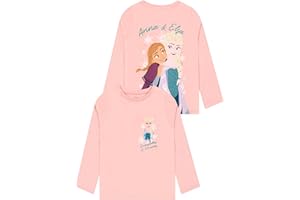 Disney Frozen Elsa e Anna Maglietta a Maniche Lunghe per Bambine, T-Shirt Principesse, Maglietta Bambina Cotone