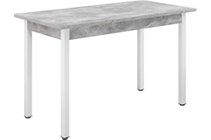 [en.casa] Tavolo da Pranzo Minimalista con Piano Rettangolare 120 x 60 cm a 4 Posti Tavolo da Cucina Sala Soggiorno Postazione di Lavoro Ufficio - Effetto Cemento/Bianco
