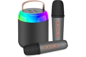 Onihan Karaoke Machine for Kids with 2 Microphones, Portable Kids Karaoke Machines for Girls with LED Party Lights,Girls Toys Birthday Gifts for Kids Age 14-18 (Black 2 Mic)