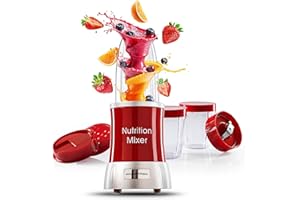 GOURMETmaxx Blender do przygotowywania koktajli z zestawem akcesoriów XXL, 11-częściowy blender, blender z przepisami, pokrywkami na wynos i żywność | robot kuchenny do smoothie, shakes & co.
