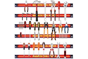 Zestaw narzędziowych listew magnetycznych GIANTEX, 6 szt., 46 cm, szyna magnetyczna, ścianka z uchwytami magnetycznymi Materiał montażowy, listwa magnetyczna, narzędzia, magnes, listwa narzędziowa, uchwyt magnetyczny, warsztat, czerwona