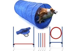 PROCYON LEMODO Agility Set Hunde | Hundetraining mit Agility Hürde, Hundetunnel und Sprungring | Einfach zu transportierendes Hundetraining Zubehör | Einsteiger-Set in den Hundesport