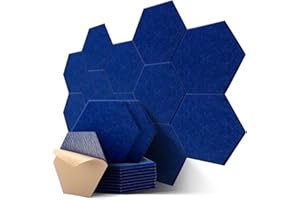 ‎KUCHOOW Hexagon Akustikplatten Selbstklebend, 12 Stück Hohe Dichte Schallabsorber Wand für Decken-/Tür-/Wanddekoration und Akustische Behandlung, Abgeschrägte Kante Akustikschaumstoff (30x26x0.9cm)