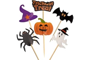 ‎FEPITO FEPITO 60 Stücke Halloween Cupcake Topper Halloween Zahnstocher Markierungsfahnen Marker für Halloween Party Kuchen Essen Käseplatte Vorspeisen Dekor