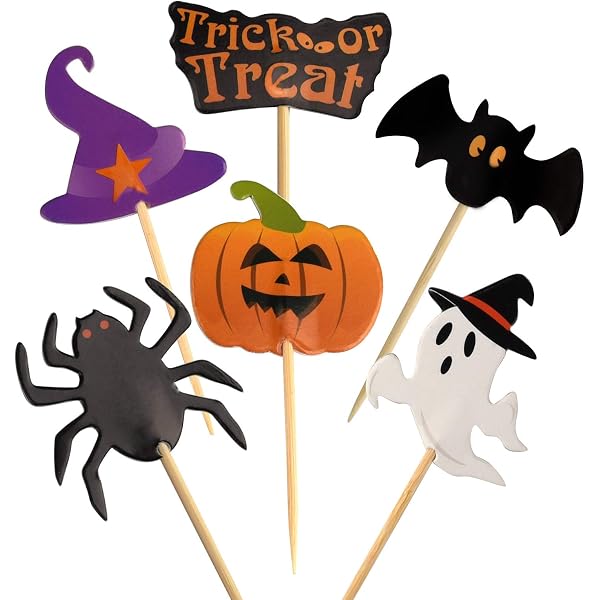 Stuzzicadenti Per Cocktail Di Halloween - 100 Pezzi Con Forme Teschio, Zucca, Ragnatela, Per Decorazione Feste E Cibo
