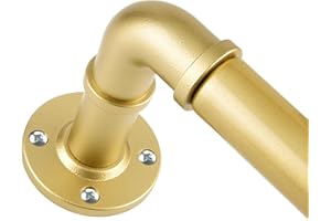 Gold Curtain Pole 80 to 148 cm, HOTOZON 25 mm Industrial Curtain Poles for Eyelet Curtains, Extendable Metal Blackout Curtain Rod with Brackets for Bedroom, Living room