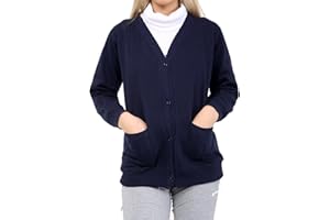 Star Fashion New Kids Unisex School Fleece Button Cardigans for Girls/Boys Uniform Long Sleeve Buttons up Sweater Formal Plain V Neck Open Front Pockets Kid’s Cardigan Ages 2-14 Years