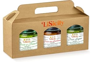 LISICILY DOLCI PER PASSIONE LiSicily - BOX CONVENIENZA - PRENDI 3 PAGHI 2 - Box spedito in Confezione Regalo con 3 vasetti al suo interno | 1 Pesto Pistacchio, 1 Pesto Siciliano, 1 Pesto Ligure - Produzione Artigianale