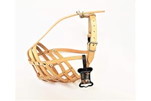 L&J Pets Uk Light leather Dog Muzzle for English Bulldog and Other dogs with short snout (B3/ BA, Natural)