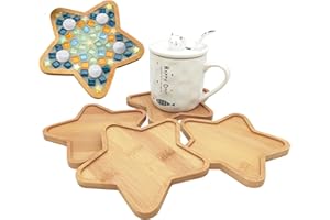 Anktily Bambus-Mosaik-Untersetzer, leere Bodenschalen für Bastelarbeiten, Mosaikzubehör, Trinkbecher-Untersetzer, Pflanzen-Untersetzer, Kunstteller (Stern), 4 Stück