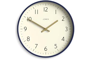Jones Clocks® Studio wall clock | Modern round clock | 30cm | Dark navy blue | Easy to read numbers | Versatile design for kitchen, living room or office