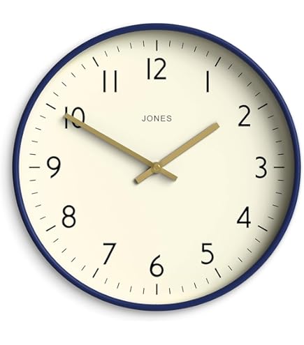 JONES CLOCKS® Spin Reloj de Pared | Pequeño Reloj Redondo Moderno | 20cm | Amarillo | Números fáciles de Leer | Ideal para Cocina, Oficina, habitación Infantil o Cualquier Espacio pequeño