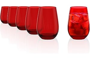 Stölzle Lausitz verres pour boire ELEMENTS 465 ml rouge I lot de 6 I service de verres lavables au lave-vaisselle I haute résistance à la casse I verres universels comme verres à eau, jus, whisky