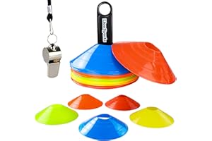 LionSports Profi Markierungshütchen Set (verbesserte Version 2022) – Perfektes Fussball Trainingszubehör (35er Profi Set)