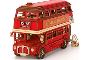 ROBOTIME 3D Puzzle London Tour Bus, Wooden Model Kits for Adults to Build, Wooden Puzzles Home Decor Gift for Adults and Kids