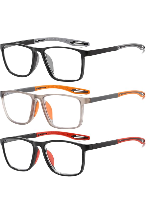 4 Pack Rettangolare Blocco Luce Blu Occhiali Da Lettura Uomo