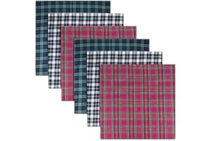 WARWICK & VANCE Confezione da 6 fazzoletti scozzesi da uomo/uomo, blu, verde e rosso, 100% cotone, 40 x 40 cm, Tartan, Taglia unica