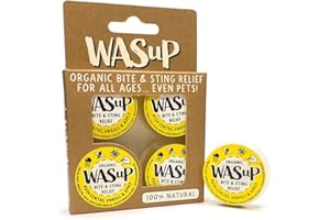 KARCUSINY WASuP Organic Bite and Sting Relief Wipes for All Ages - Suitable for Kids - Compact On-The-Go Solution - Instant Relief for Most Stings, Bites, Nettles, Jellyfish