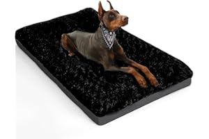 ALANMOND Lit pour Les Chiens de Grande Taille, de Taille Moyenne, Moelleux, Coussin, Tapis, Panier, Lavable, imperméable, antidérapant, Respirant, Noir, 91 x 58 cm