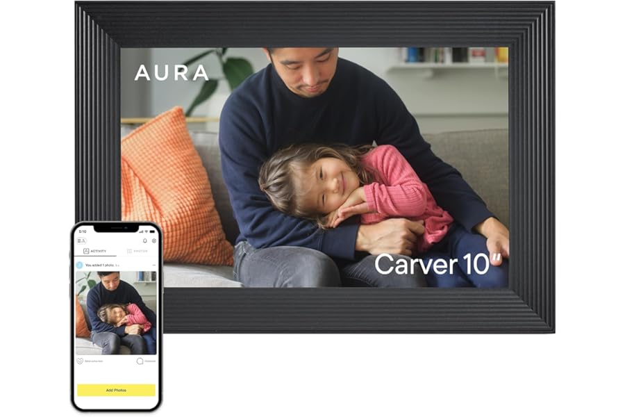 Aura 10" Digital Picture Frame | Unlimited photo and video sharing with no subscription or fees, quick and easy setup over WiFi