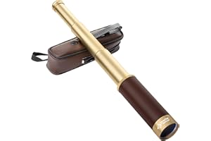 Laupha Télescope Pirate Rétro Monoculaire Zoomable 25x30 Vintage Longue Vue Enfant Lentille BAK-4 Imperméable Mini Télescope pour Adultes Camping Observation des Oiseaux