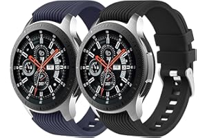 YISICA 2 Pack Sport Band for Samsung Galaxy Watch 3 45mm Strap/Samsung Gear S3 Frontier Classic Strap, 22mm Soft Silicone Metal Buckle Sport Replacement Wriststrap for Galaxy Watch 46mm