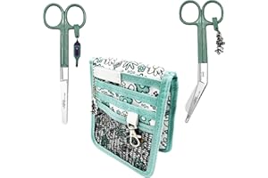 EWIG Nurse Life Pack MAXI Organizador más Tijeras Mayo y Pico Pato - Punta Roma | Enfermera en Apuros, Punta Redonda Profesional, Primeros Auxilios, Vendaje. Acero cepillado. Verde.