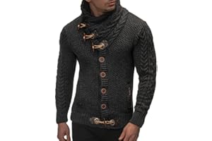 Leif Nelson Herren Strickjacke mit Knöpfen in Regular Fit, Männer Cardigan in Langarm Design, ideal für Casual und Business-Looks
