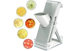 Joyyko Gemüseschneider mit Auffangbecken, multifunktionaler Zerkleinerer Gemüsehobel ideal als Pommesschneider & Kartoffelschneider, Zwiebelschneider Gurkenhobel - Würfelschneider, Julienner (Grau)