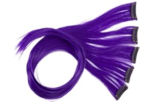 CAISHA 60cm 5 Parti Colorato Ciocca Meches Clip In Extension Extension Per Capelli Lisci Capelli Lunghi Parrucchino Viola BST107