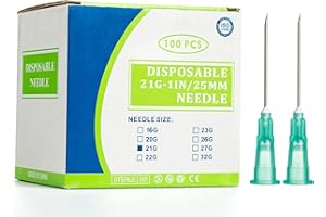 LMYKH 21G x 1 inch (0.80 x 25mm) stainless steel tube, 100pcs/pack (21G)