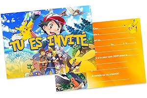 BIGADO 12 carte anniversaire au format DIN A6 compatibles avec Pokemon carte invitation carte d invitation garcon