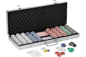 Fat Cat Texas Hold 'em (11,5 G Arcilla Poker Chip Set con Caja de Aluminio, 500 fichas de Dados de Rayas