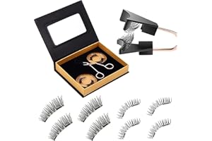 ONEWLY Magnetische Wimpern - 2 Paare Wimpern Magnetisch - Wiederverwendbare Magnetische Wimpern Ohne Eyeliner - Magnetwimpern (Natürlich+Buschig)