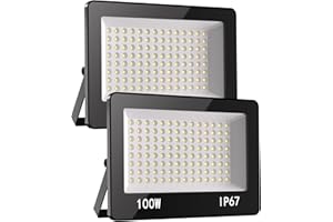 HAPYLUMI Focos Led Exterior 100W, 2 Piezas Foco LED 10000LM Luces led Exterior 6500K Blanco Frío Proyector LED Exterior IP67 Impermeable Luz de Seguridad Exterior para Terraza Jardín Patio