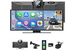 ZGJXYRT 11.5" Carplay Screen for Car, Car Tablet Pro Max 2025 Car Stereo with 4K Front and 1080P Rear Camera, Car Play Screen Wireless CarPlay Android Auto Mirror Link AUX FM Bluetooth 64G SD