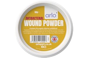 ARLO. Wound Powder 50g for Pets & Horses | Fast-Dry Styptic Formula Helps Keep Wounds Clean | Non-Sting, Moisture Control Powder for Cuts, Grazes & Rubbing - Easy Dip Pot