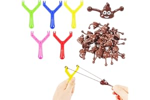YAAVAAW Juego de Tirachinas Divertido de Caca - 5 Tirachinas+15 Proyectiles Caca Mullidos, Juguete Broma para Disparar con el Dedo,Regalo Cumpleaños para Niños y Adultos, Relleno para Calcetín Navidad
