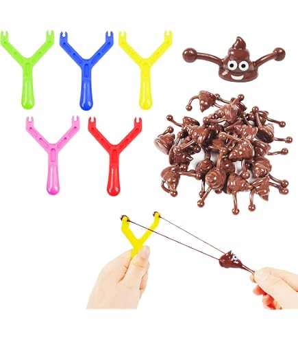 20 Teile Poop Slingshot Spielzeug – 4 Schleudern, 16 Gummi-Kacke, Lustige Streiche Für Partys & Stressabbau