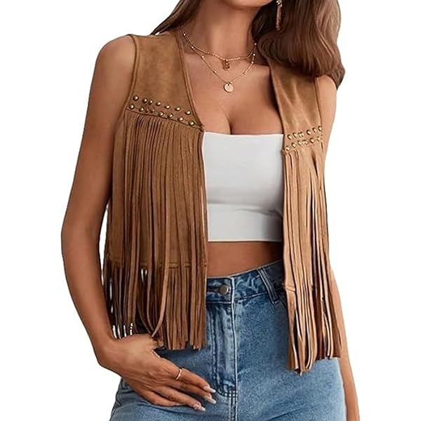 YILEEGOO Damesgilets, vintage, boho, geborduurd, mouwloze croptop, vest