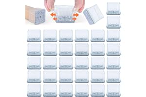 VABNEER - Lote de 16 Protectores de pie de Silla, Silicona Transparente Cuadrada con Almohadillas de Fieltro y Junta de Metal, para Suelos de Madera Dura (Cuadrado 19-23 mm)