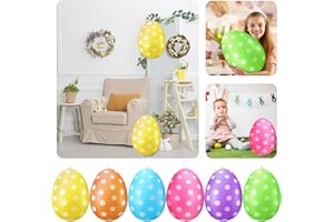 GENERISCH 40 cm Osterei Ei | Riesige Plastikeier Deko | Osterdeko in schönen leuchtenden Farben | Ostereier zum Aufhängen | Ornament für Osterkörbchen Frühlingsdeko,Ostern Geschenke Kinder (6PC)