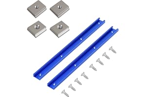 OPALTOOL 2pcs 400mm 30 Tipo T-Slot in Lega di Alluminio T-Track con 8 Viti Autofilettanti e 2Pcs M8 T-Track Dado Scorrevole 2Pcs M6 T-Track Dado Scorrevole per Lavorazione del Legno, Blu