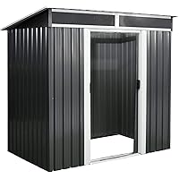 Zelsius Metall Geräteschuppen mit Boden I (B) 238 x (T) 132 x (H) 180 cm I Anthrazit I Gartenhaus mit Oberlichter I…